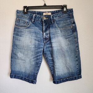 Bershka Blue Distressed Denim Jean Shorts